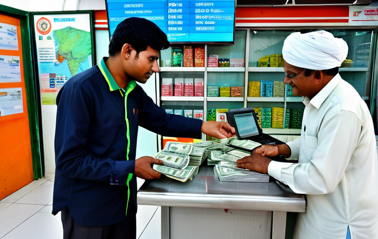 Currency Exchange**

A brightly lit, professional money exchange booth in Dhaka, Bangladesh. A friendly clerk, fully clothed in appropriate attire, is handing Moldovan Leu banknotes to a customer. Bangladeshi Taka banknotes are visible on the counter. In the background, a digital display shows the current exchange rates. Safe for work, appropriate content, fully clothed, professional setting, perfect anatomy, correct proportions, well-formed hands, natural pose, modest clothing.

**