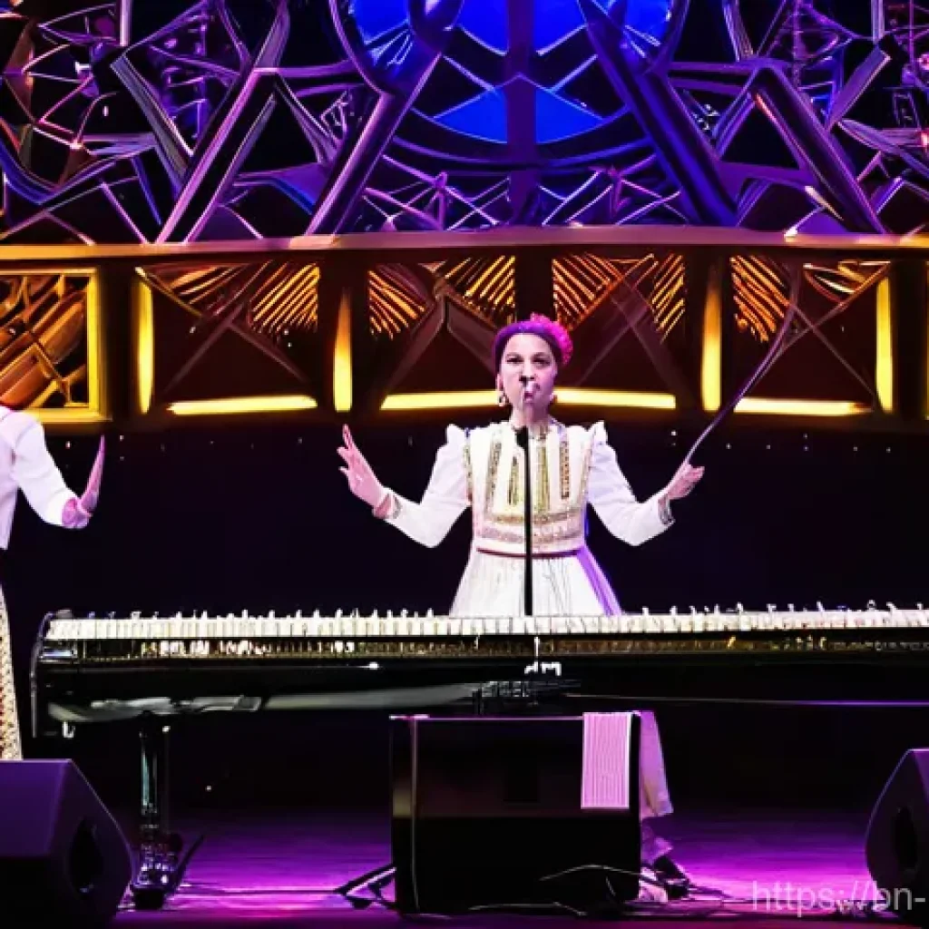 몰도바 유명 가수 - **A Moldovan music group performing a vibrant fusion of pop, folk, and electronic music on a grand i...
