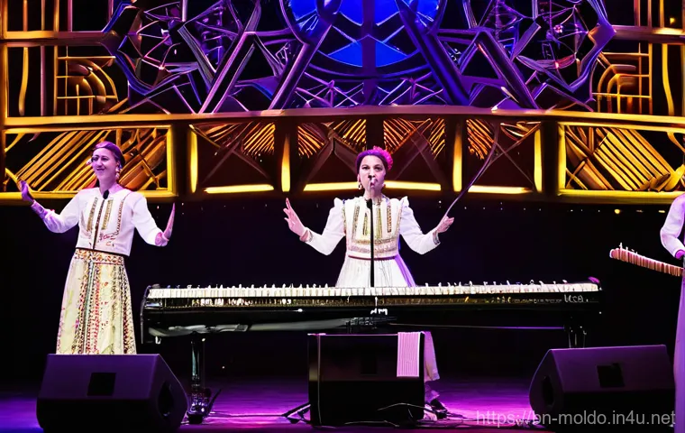 몰도바 유명 가수 - **A Moldovan music group performing a vibrant fusion of pop, folk, and electronic music on a grand i...