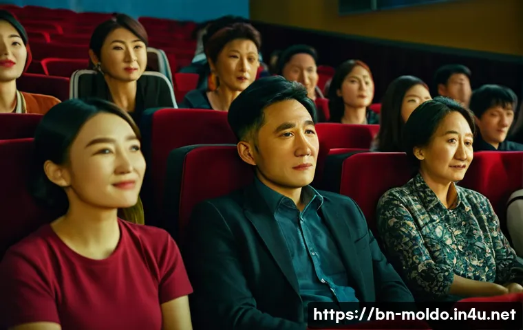 몰도바 한국 영화 상영 - A vibrant cinema scene in Chisinau, Moldova, featuring a diverse audience of young adults and middle...