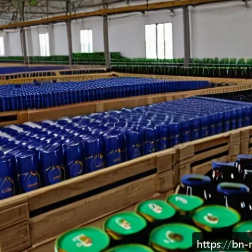 Home 31 몰도바 무역 주요국 - A detailed scene of a bustling Moldovan wine export facility showcasing workers in traditional cloth...