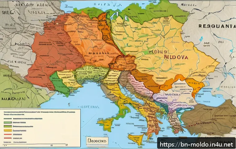 몰도바 영토 분쟁 사례 - A detailed political map of Moldova highlighting historical border changes over centuries, showing s...